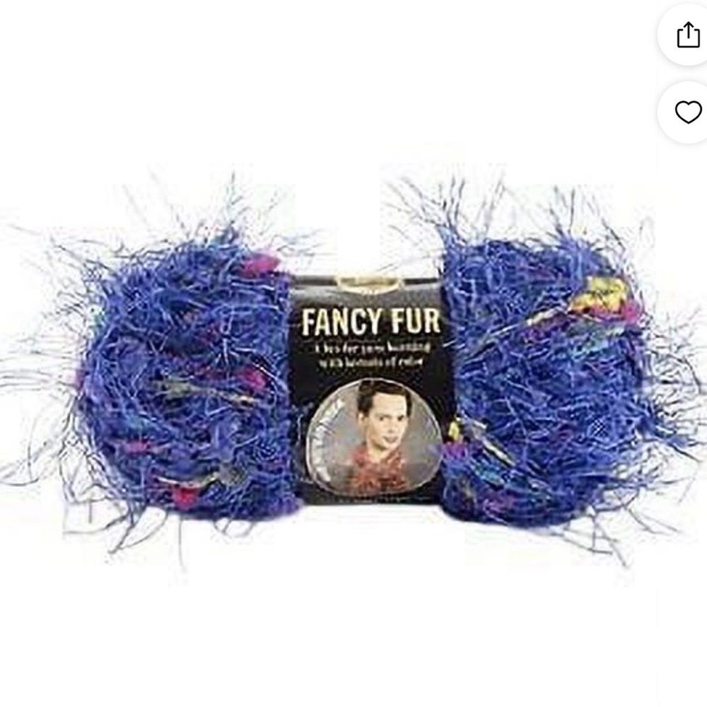 Lion Brand Fancy Fur Yarn 1.75 oz Brilliant Blue Lot‎ Of 3 Knit Crochet Craft